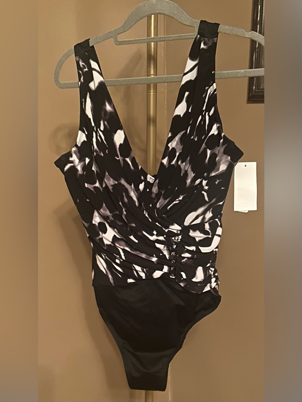 Magicsuit Black & White Printed V-Neck One-Piece Swimsuit